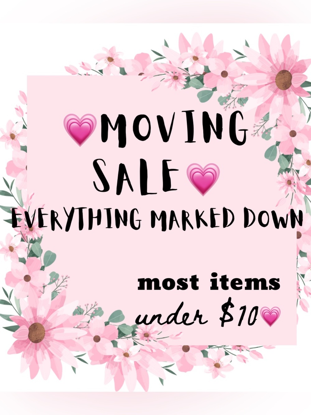 Moving Sale Sign - Pink Floral Graphic